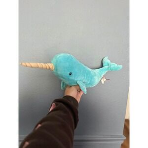 Douglas Plush Narwhal Toy Teal‎ Blue Stuffed Animal Soft Plushie